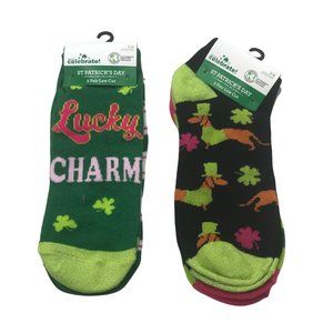 Lot of 4 St Patrick's Day Women's Shoe Size 4-10 Low Cut Socks Dog/Lucky Charm